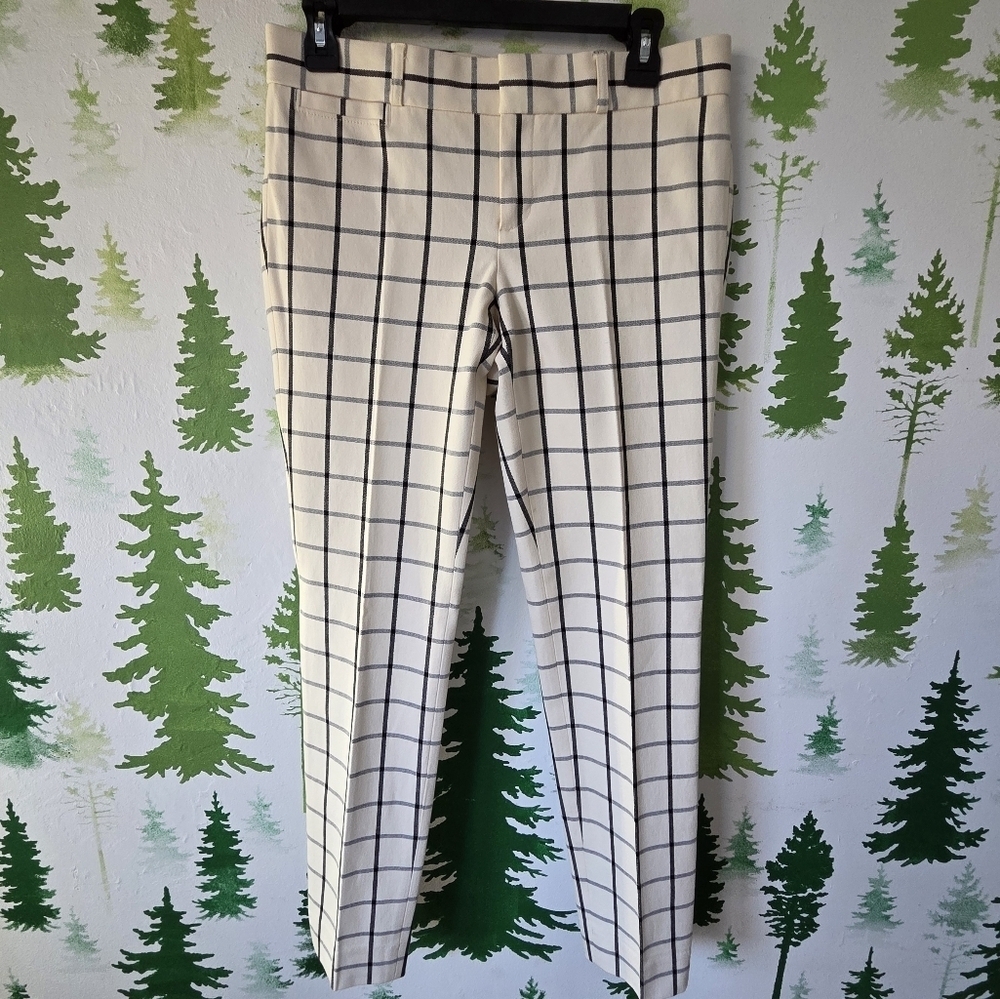 Banana Republic Men's Plaid Pants - Black and Cream